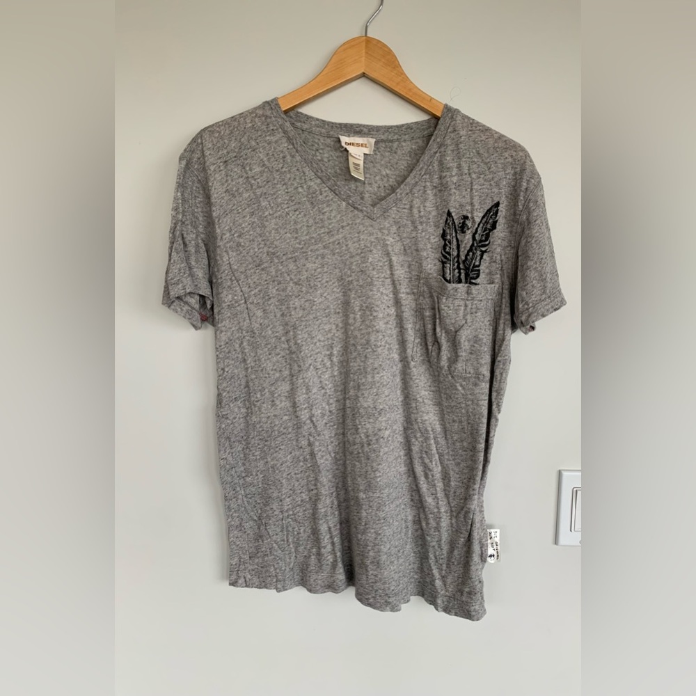 Diesel Men’s Short Sleeve Feather T-Shirt- Size Large